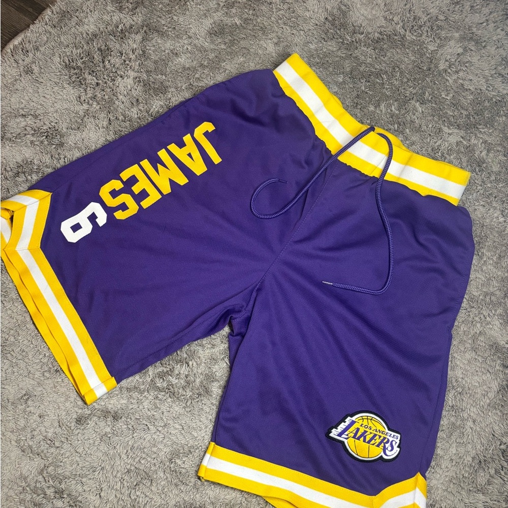 Vintage Style Lakers Shorts M / Purple and Gold Basketball shorts